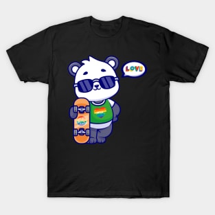 Spread Love and Pride with our Adorable Panda Skateboard Design! T-Shirt